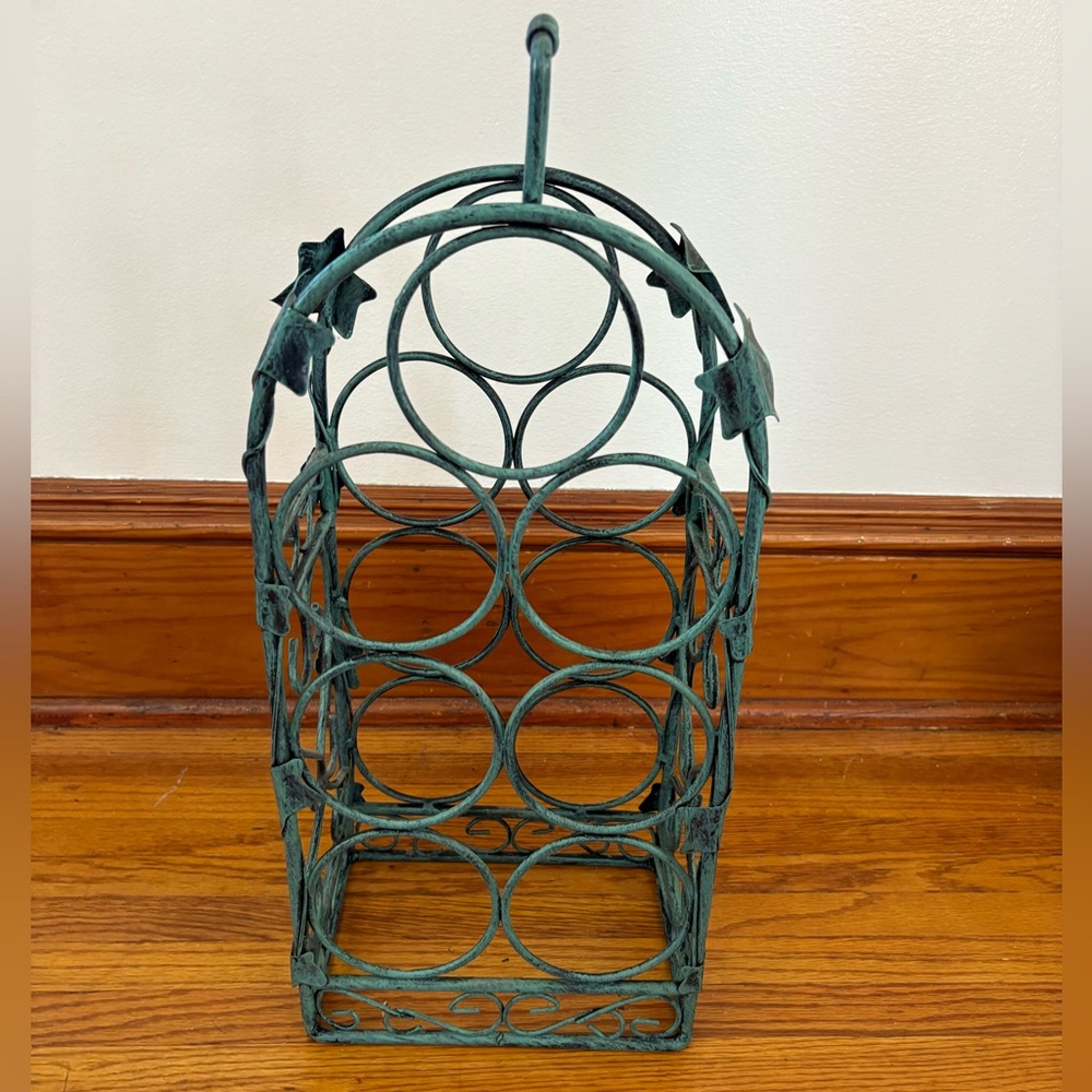 Green Ivy Verdigris Iron Wine Bottle Rack